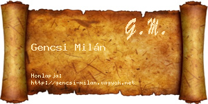 Gencsi Milán névjegykártya